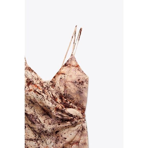 ZARA NWT Only One Satin Effect Print Dress SMALL - Picture 8 of 11